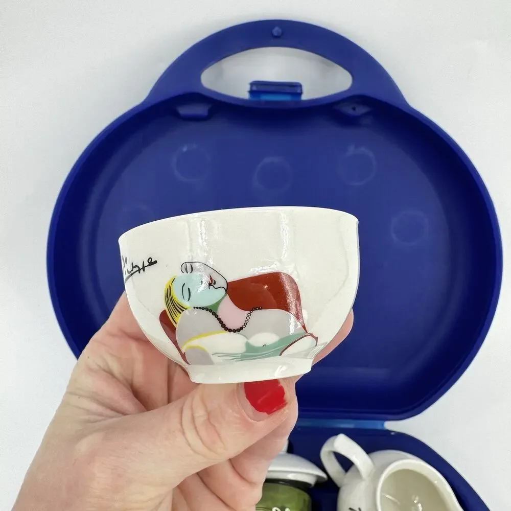 Picasso Art Collection Tea Set in Carry Case 14 Pieces Tea Pot Cups Creamer